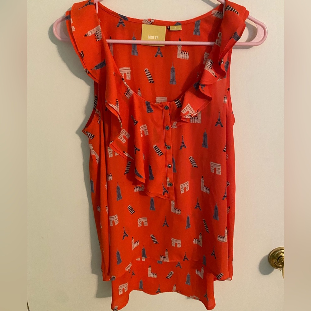 Red Sleeveless Blouse